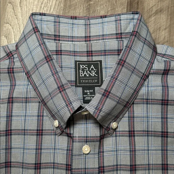 Jos. A. Bank Traveller Checkered Plaid Slim Fit Long Sleeve Button Down - XL - Picture 5 of 6